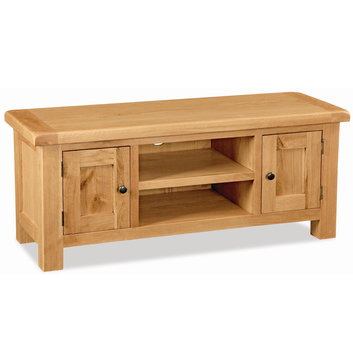 Sailsbury Solid Oak Large 2 Door TV Unit - 120cm - The Furniture Mega Store 