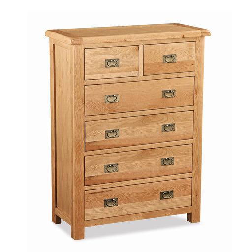Sailsbury Solid Oak Chest of Drawers, 2 + 4 Drawers - The Furniture Mega Store 