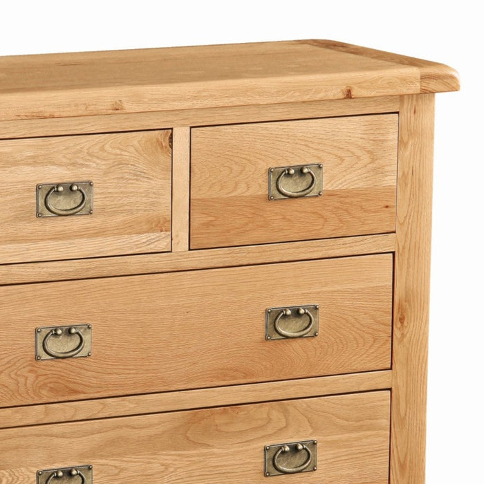 Sailsbury Solid Oak Chest of Drawers, 2 + 4 Drawers - The Furniture Mega Store 