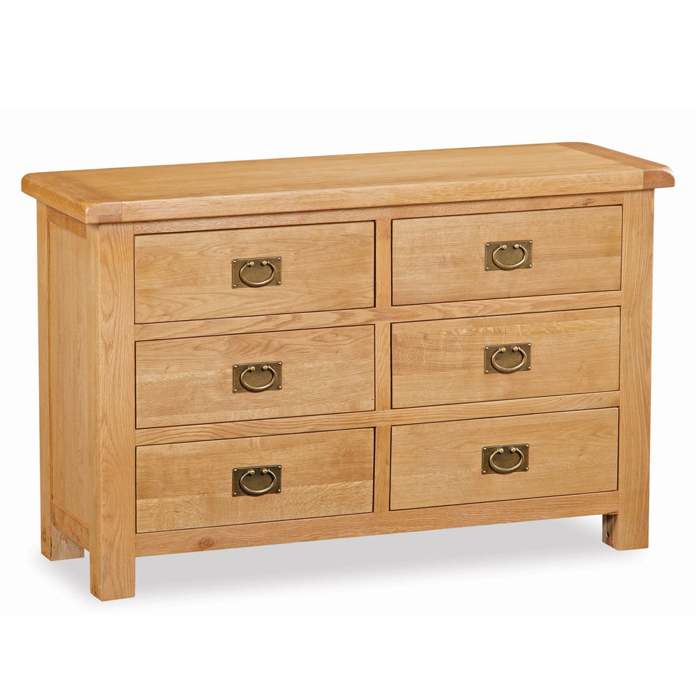 Sailsbury Solid Oak Chest of Drawers with 6 Drawers - The Furniture Mega Store 