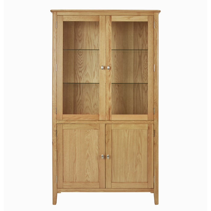 Bath Oak 2 Door Display Cabinet with Glass Shelves - The Furniture Mega Store 