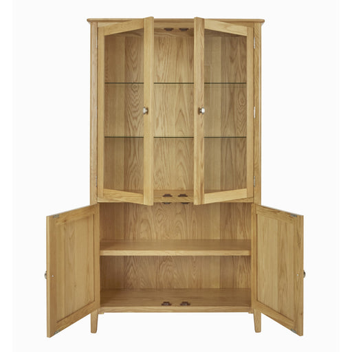 Bath Oak 2 Door Display Cabinet with Glass Shelves - The Furniture Mega Store 