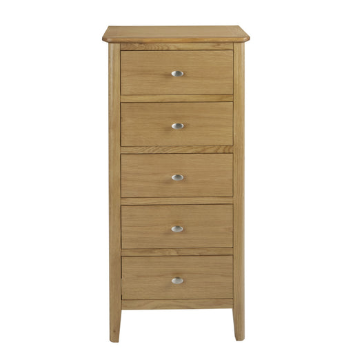 Bath Oak 5 Drawers Tallboy Chest - The Furniture Mega Store 