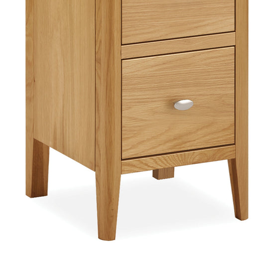 Bath Oak Narrow Bedside Cabinet - 35cm with 2 Drawers - The Furniture Mega Store