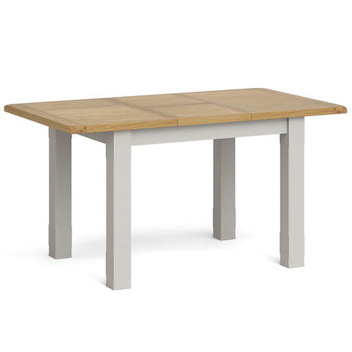 Country Grey and Oak Dining Table, 110cm-150cm Seats 4 to 6 Diners Rectangular Extending Top - The Furniture Mega Store 