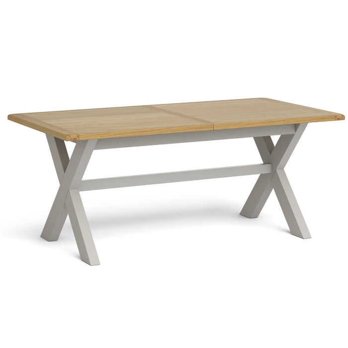 Country Grey and Oak Cross Leg Extendable Dining Table, 190cm-250cm - The Furniture Mega Store 