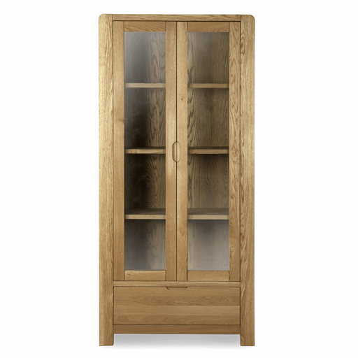 Bakerloo Oak Glazed 2 Door 1 Drawer Display Unit - The Furniture Mega Store 