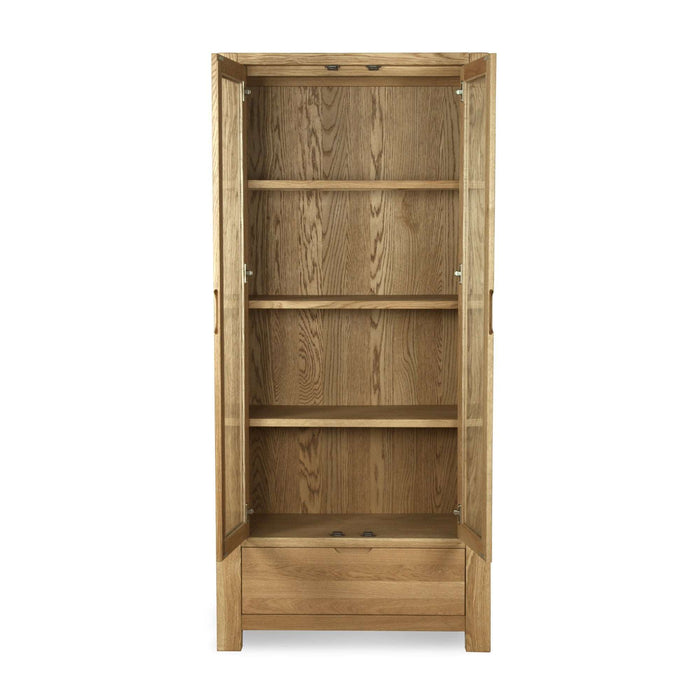 Bakerloo Oak Glazed 2 Door 1 Drawer Display Unit - The Furniture Mega Store 