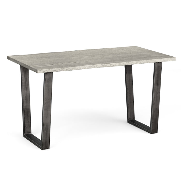 Dalston Grey Oak Dining Table 140cm-180cm Extending Live Edge Top with Industrial Style Black Metal U Legs - The Furniture Mega Store 