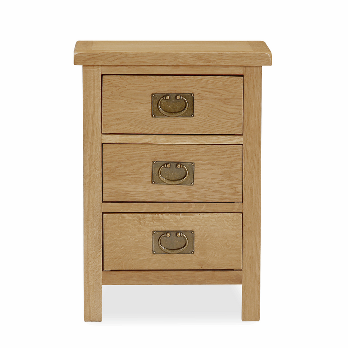 Addison Lite Natural Oak Bedside Cabinet - 3 Drawers - The Furniture Mega Store 