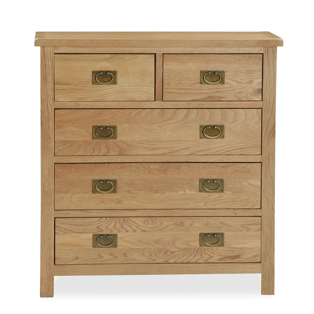Addison Lite Natural Oak Chest of Drawers, 2 + 3 Drawers - The Furniture Mega Store 