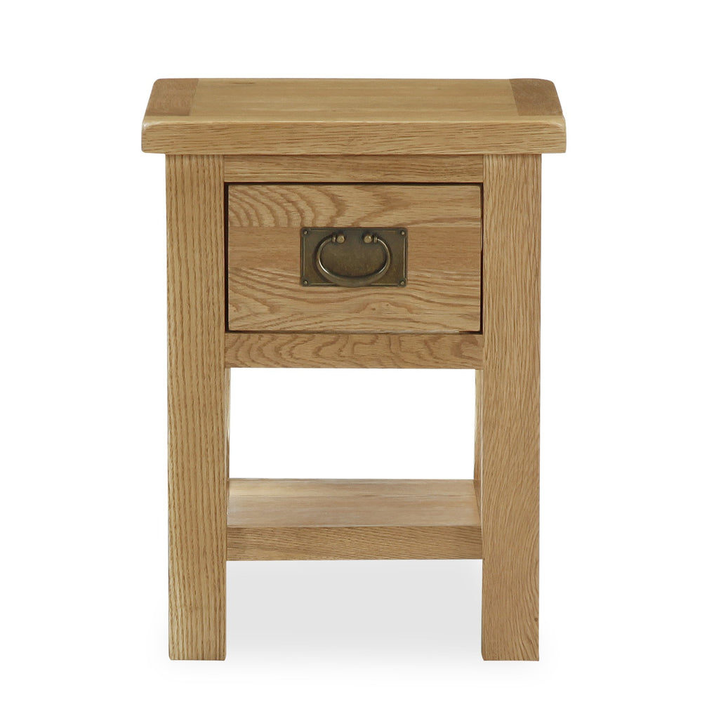 Addison Lite Natural Oak Lamp Table with 1 Drawer & 1 Shelf - The Furniture Mega Store 