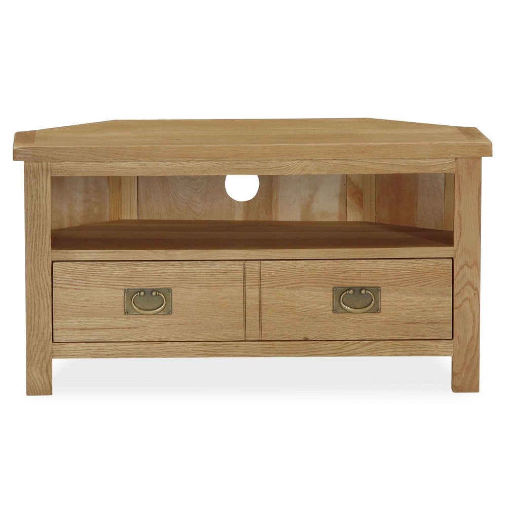 Addison Lite Natural Oak Corner TV Unit - 90cm - The Furniture Mega Store 