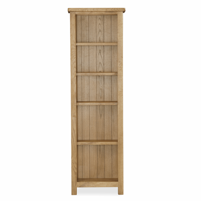 Addison Lite Natural Oak Bookcase, Tall Narrow with 4 Shelves - The Furniture Mega Store 