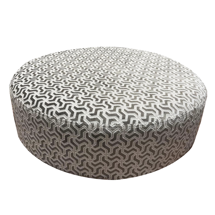 Galaxy Bronze Fabric Large Round Accent Footstool - The Furniture Mega Store 
