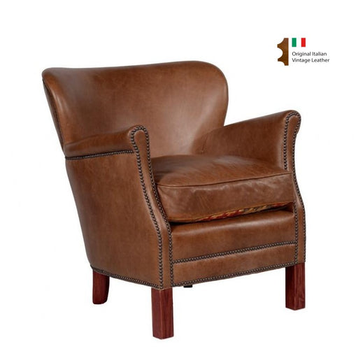 Governor Vintage Whisky Leather Occasional Chair - The Furniture Mega Store 