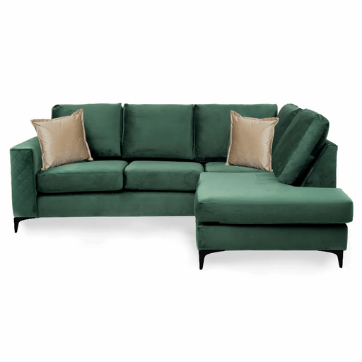 Darcy Velvet Corner Chaise Sofa - Choice Of Colours - The Furniture Mega Store 