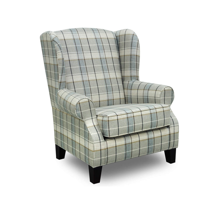 Floyd Check Fabric Wing Back Occasional Chair - Main Image
