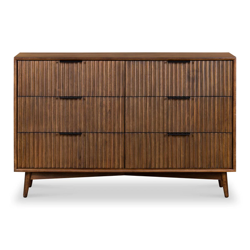 Strand Walnut Wide Chest Of 6 Drawers - The Furniture Mega Store 