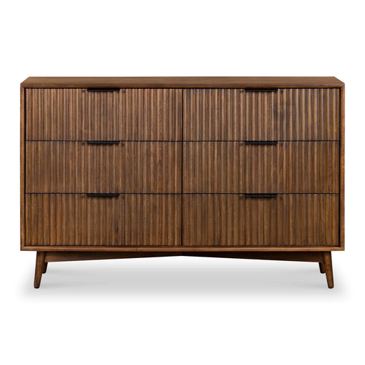 Strand Walnut Wide Chest Of 6 Drawers - The Furniture Mega Store