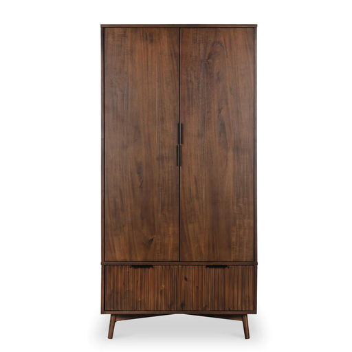 Strand Walnut 2 Door Gents Wardrobe - The Furniture Mega Store 