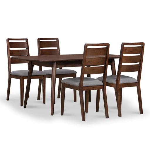 Strand Walnut Extendable Dining Table 120cm - 165cm & 4 Dining Chairs - The Furniture Mega Store 