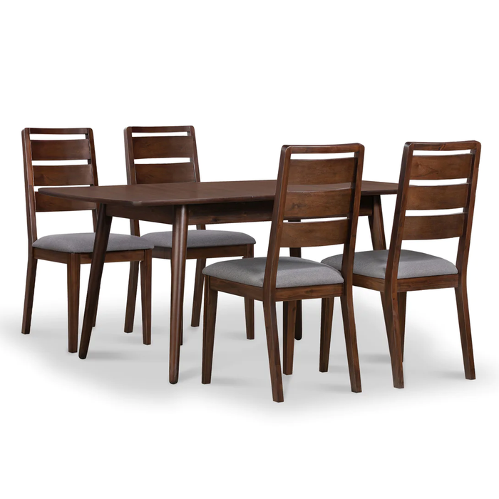 Strand Walnut Extendable Dining Table 120cm 165cm 4 Dining Chairs