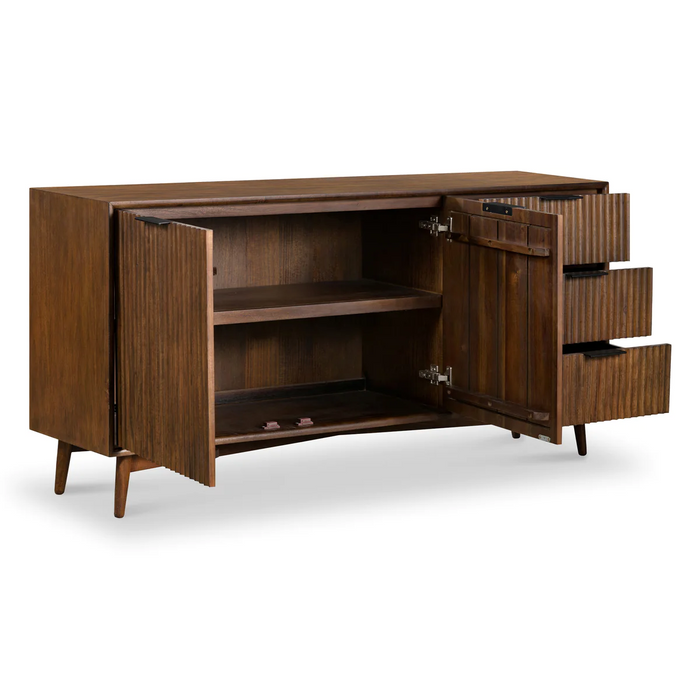 Strand Walnut Large 2 Door 3 Drawer Sideboard - The Furniture Mega Store 