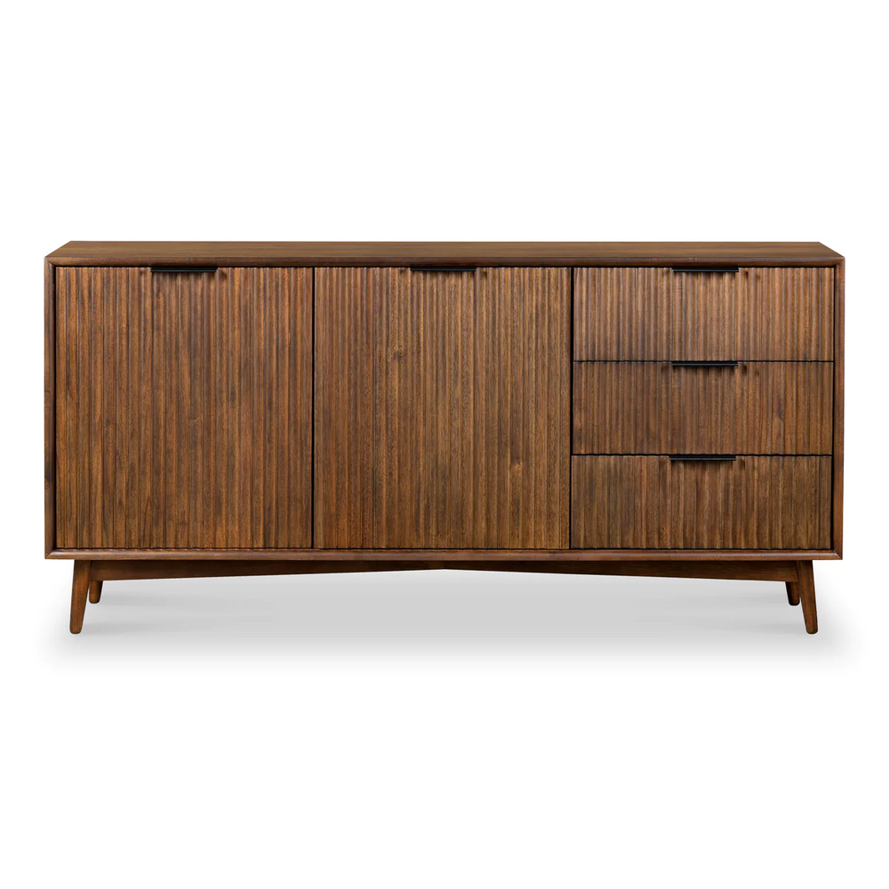 Strand Walnut Large 2 Door 3 Drawer Sideboard - The Furniture Mega Store 