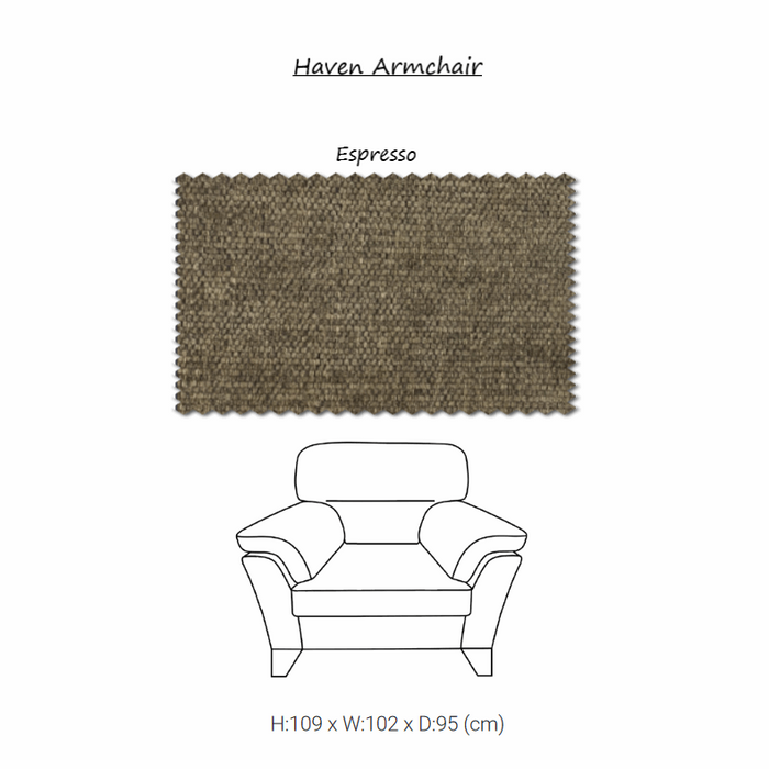 Haven Fabric Armchair - Choice Fabric & Feet - The Furniture Mega Store 