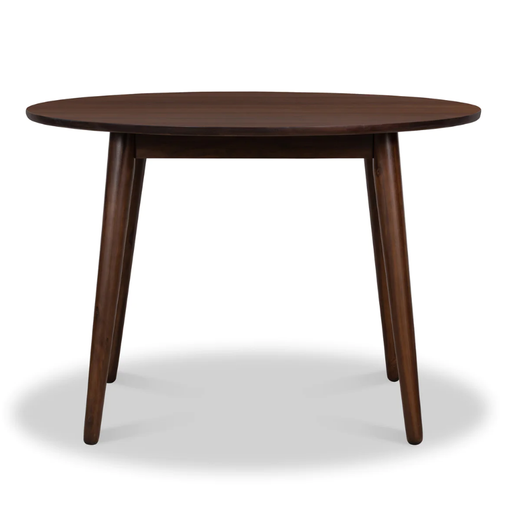 Strand Walnut Round Dining Table 110cm & 4 Walnut Ladder Back Dining Chairs - The Furniture Mega Store 