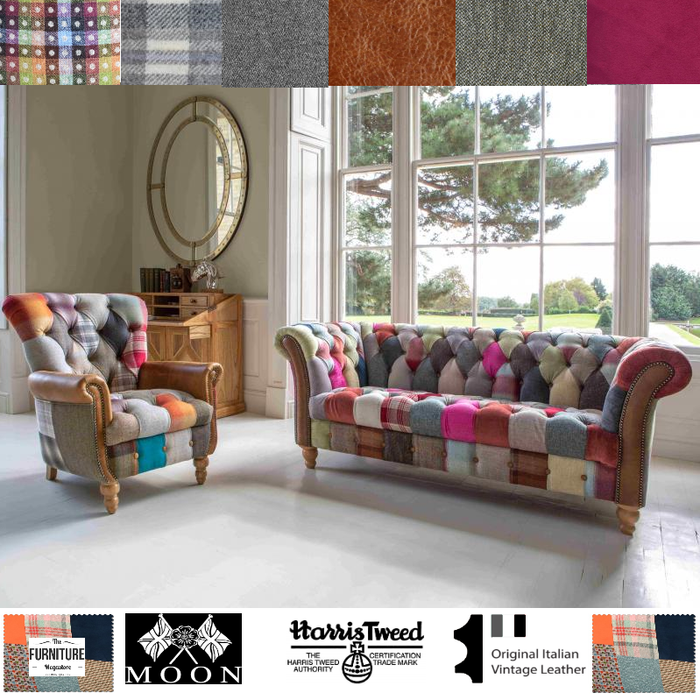 Harlequin Fabric Patchwork Chesterfield Sofa
