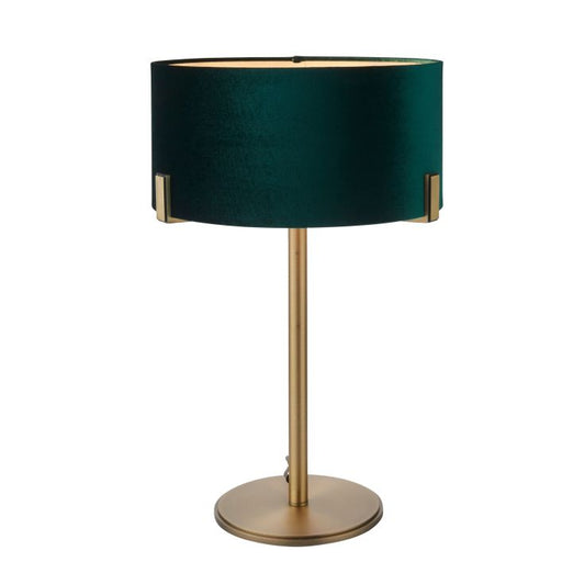 Highfield Table Lamp - Brass & Emerald Velvet Shade - The Furniture Mega Store 