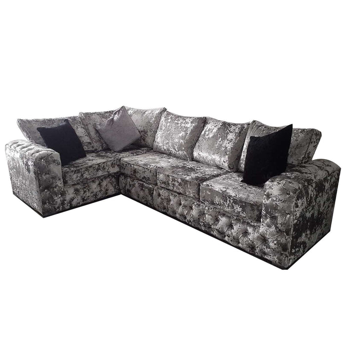Alexa Lustro Velvet L Shaped Corner Sofa - Choice Of Colours - The Furniture Mega Store 
