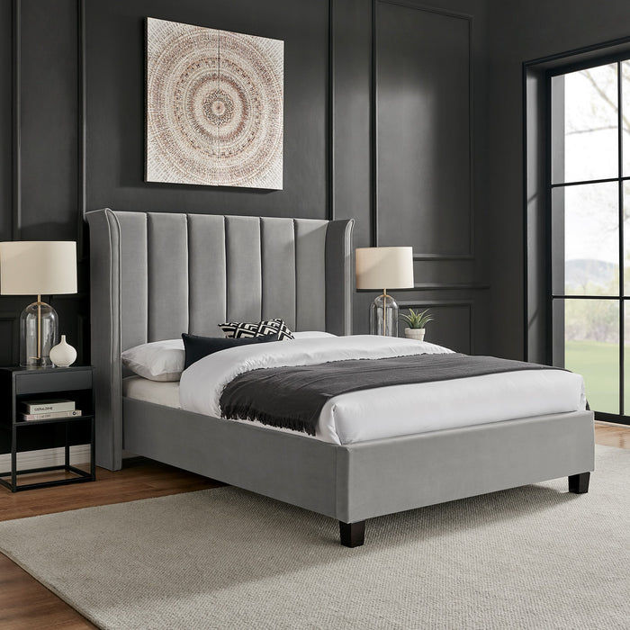 Alegra Silver-Grey 4"6 Double Bed - The Furniture Mega Store 