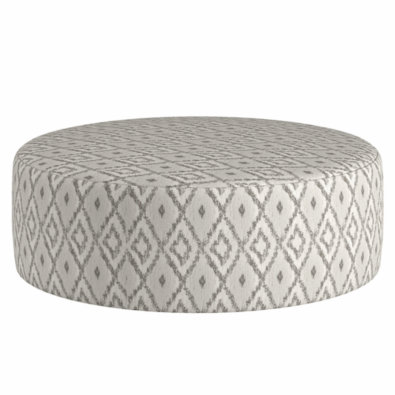 Jester Natural Fabric Round Accent Footstool - The Furniture Mega Store 
