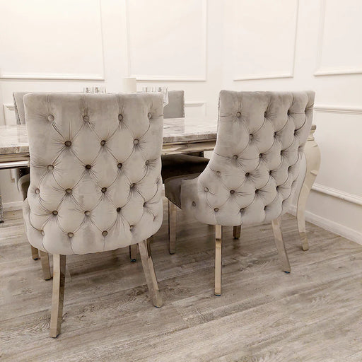 Kensington Tufted Light Grey Velvet Dining Chairs - Set Of 2 - The Furniture Mega Store 