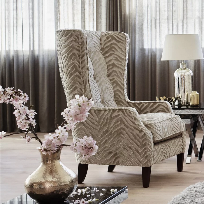 Kenya Fabric Throne Winged Accent Chair - Choice Of Legs - The Furniture Mega Store 