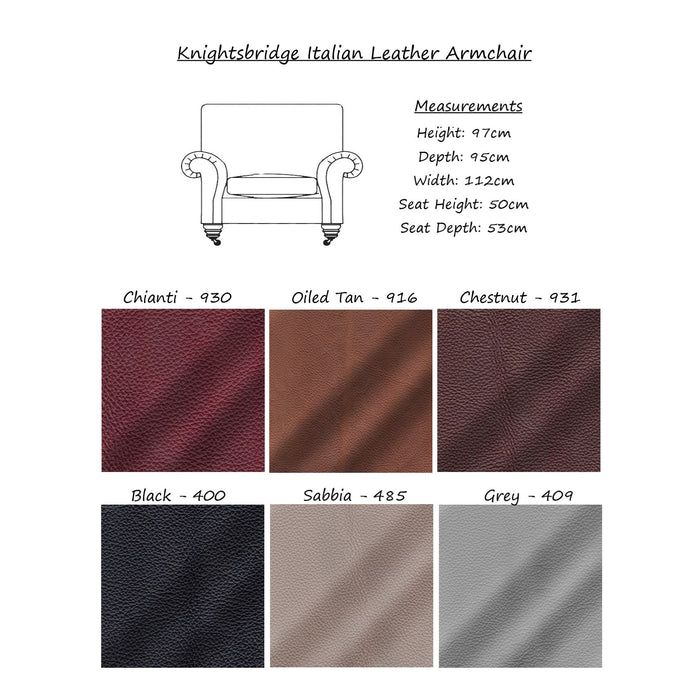 Knightsbridge Italian Leather Sofa Collection - Choice Of Sizes & Leathers - The Furniture Mega Store 