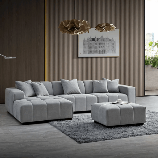 Leonard Modular Left Hand Corner Sofa - Cloudy Grey Boucle - The Furniture Mega Store 
