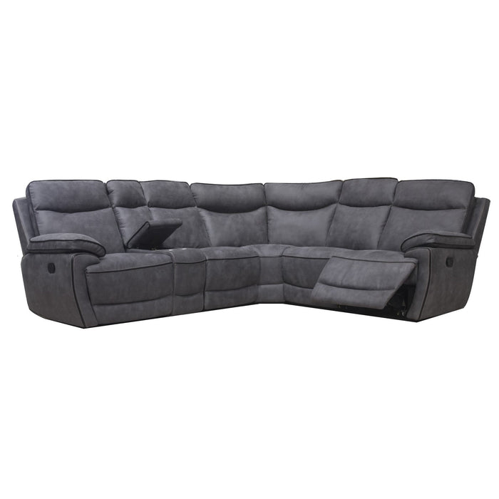 Radley Charcoal Grey Fabric Corner Recliner Sofa With Drinks Console - The Furniture Mega Store 