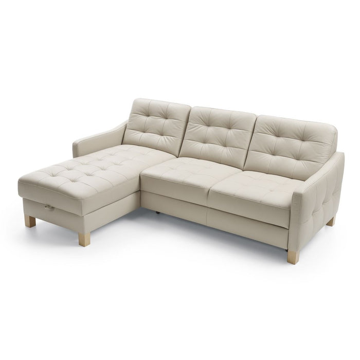 Malmo Leather Corner Chaise Sofa Bed With Storage - The Furniture Mega Store 