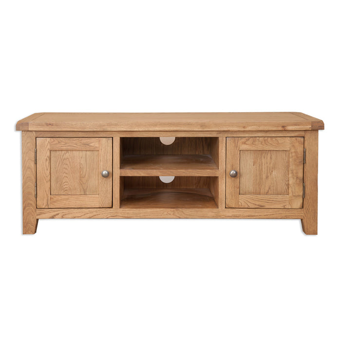 Wiltshire Country Oak Large TV Cabinet - 134cm - The Furniture Mega Store 