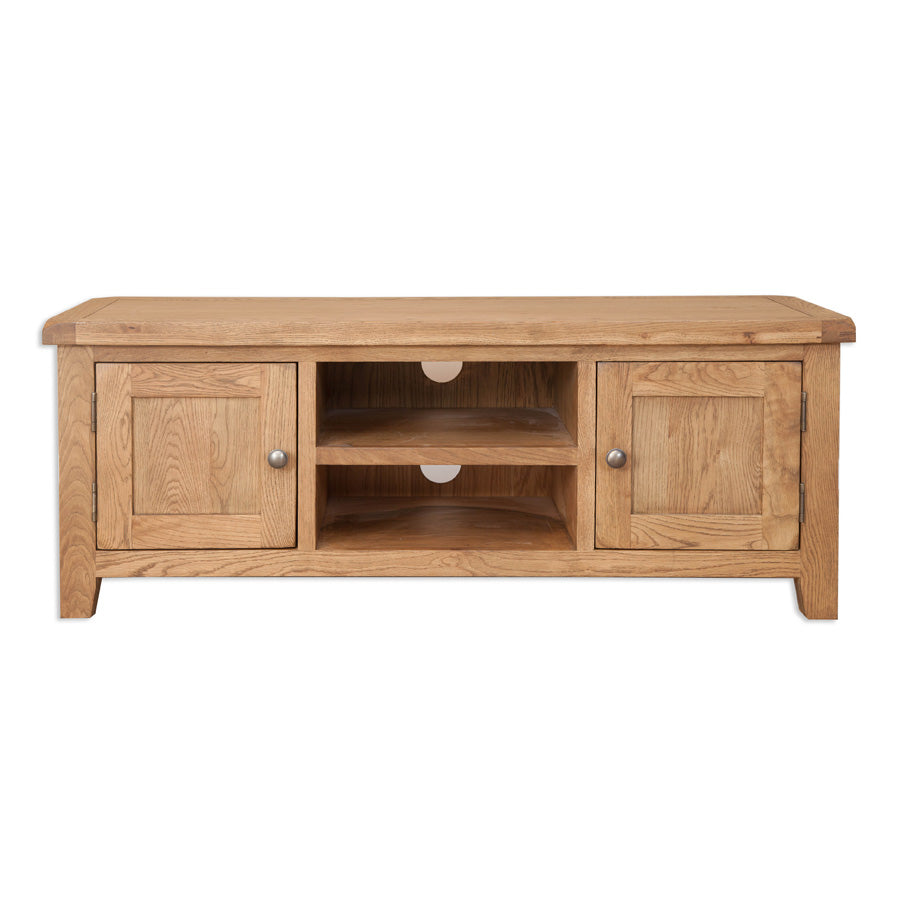 Wiltshire Country Oak Large TV Cabinet - 134cm - The Furniture Mega Store 