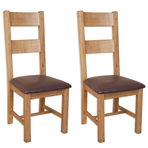 Wiltshire Country Oak Ladder Back Dining Chairs - The Furniture Mega Store 