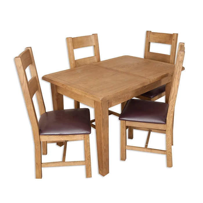 Wiltshire Country Oak 1.2 Extending Dining Table & Matching Dining Chairs Set - The Furniture Mega Store 