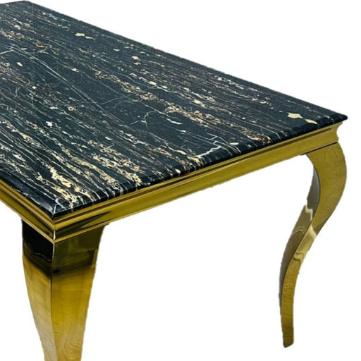 Louis 2m Black Marble & Gold Leg Dining Table - The Furniture Mega Store 