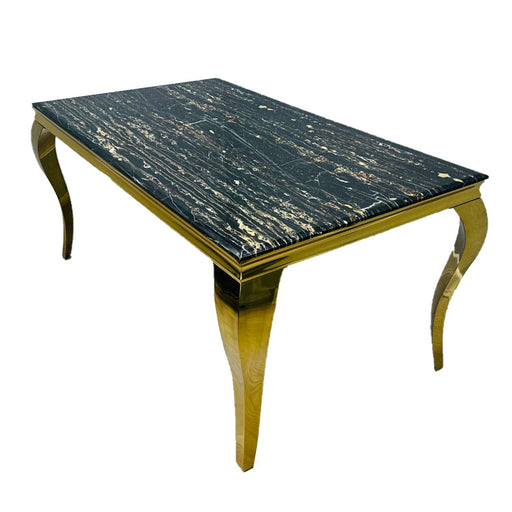 Louis 1.8 Black Marble & Gold Leg Dining Table - The Furniture Mega Store 