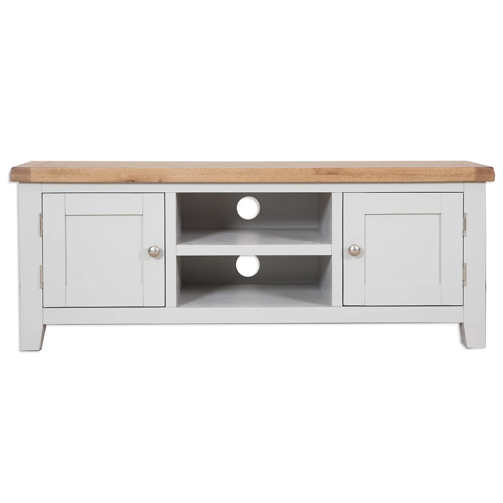 St.Ives French Grey & Oak Large TV Cabinet - The Furniture Mega Store 