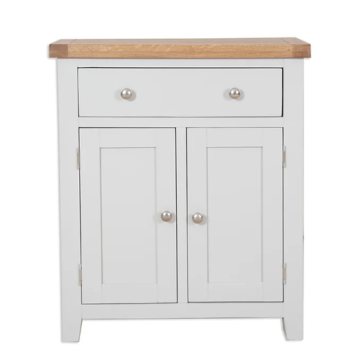 St.Ives French Grey & Oak 2 Door 1 Drawer Hall Cabinet - The Furniture Mega Store 